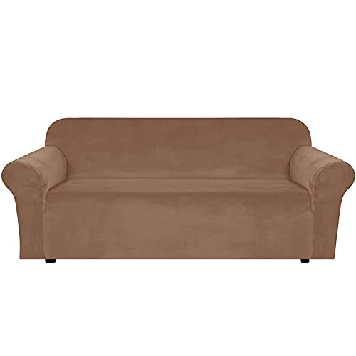 CXYKN Funda De Sofá Elástica De Terciopelo, Funda De Sofá Funda De Muebles De 3 Plazas Funda De Sofá Gruesa Pura Fundas para Gato Perro-Cuero Genuino-4 Asientos 228-292cm(90-115in)