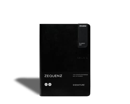 Image of Zequenz A5 Size Black Notebook Journal | Squared Acid Free Paper | 400 Pages | 0GSM | 360 Degree Flexibility | 100% Handmade | PU and White paper | Classic Signature Series | Bookmark Included