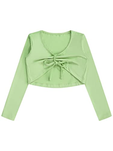 Kids Girls Ballet Wrap Top Cotton Long Sleeve Cardigan Crop Top Gymnastics Shrug Cover Up3