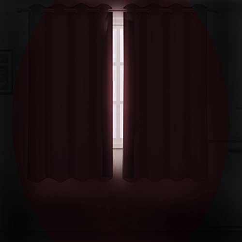 Image of LEMOMO Red Blackout Curtains /52 x 63 Inch /Set of 2 Panels Room Darkening Curtains Thermal Insulated Living Room Curtains