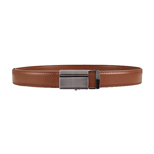 Jacob Alexander Men's Genuine Leather Adjustable Dress Ratchet Track Belt with Sleek Single Stripe Click Buckle