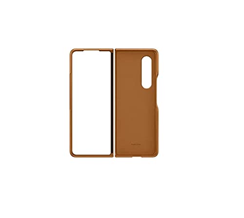 Samsung Coque en Cuir Marron Clair Galaxy Z Fold 3, Beige