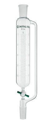 Chemglass CG-1712-07 Series CG-1712 Addition Funnel with 4 mm PTFE Stopcock, Graduated, 29/42 Joint Size, 535 mm Height, 1000 mL