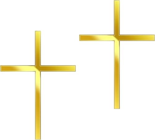 2 Stück Kreuz Tortendeko Taufe,Cake Topper Kommunion,Wiederverwendbar Goldenes Kreuz Tortendeko,Aus Acrylmaterial Hergestellt,Taufe Party Dekoration für Hochzeit Geburtstag Party Tauftorte