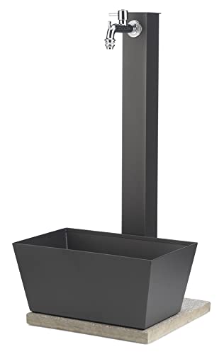 Fontana da Giardino con Rubinetto Vaschetta e Base Belfer 42/QVR Antracite