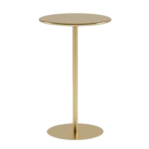 Mesa de bar redonda alta color negro moderna para oficina en casa y cocina, mesa de comedor circular Juvstor para interior y exterior, mesa de café, color dorado, 60 x 60 x 72 cm