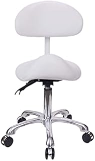 MWOSEN Saddle Stool Chair with Back Rolling Esthetician Seat for Salon Tattoo Shop Spa Facial lash Home Dentist Clinic Esthetician Chair(with Back Support, White)