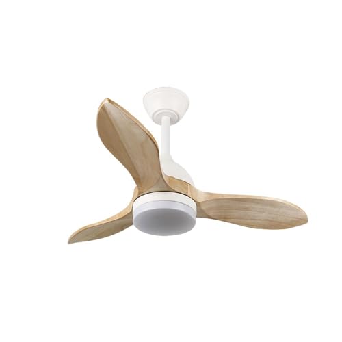 Bilake Ventilador de Techo Blanco y Madera Beta | Ventilador de Techo pequeño | Ventilador de Techo con luz Regulable 20W 1900Lm