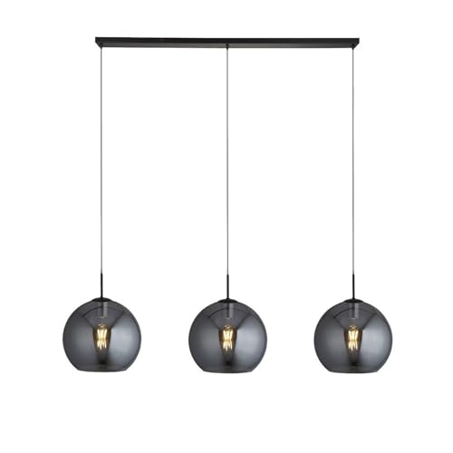 Image of Searchlight 1023-3SM Amsterdam 3 Bar Ceiling Light Black Smoked Mirrored Glass Shades