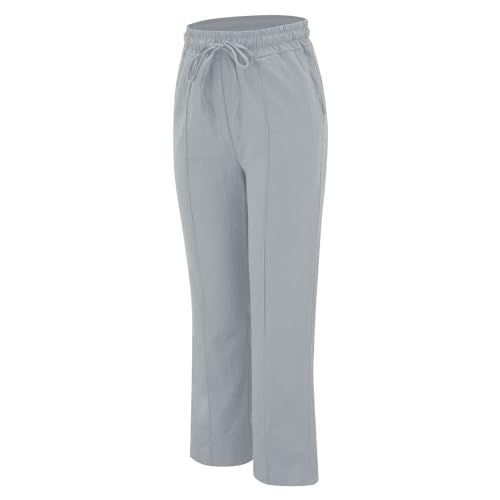 Linen Cotton Pants Women 2025 High Waisted Elastic Solid Trousers Palazzo Baggy Wide Leg Spri3