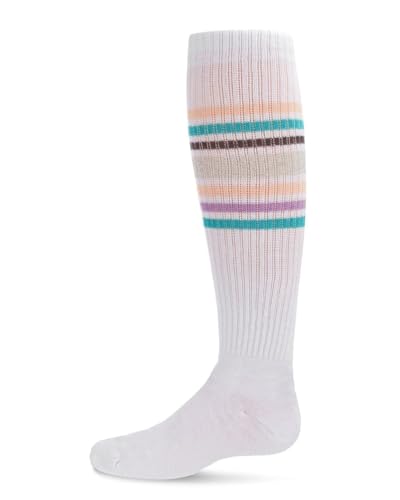 MeMoi Girls' Metallic Sport Stripe Knee-High Socks