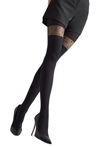 MARILYN Mock Suspender Tights Over Knee Stockings Illusion Thigh High European Design