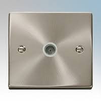 Click Deco VPSC065WH Satin Chrome Single Non-Isolated Coaxial Socket Outlet White Insert