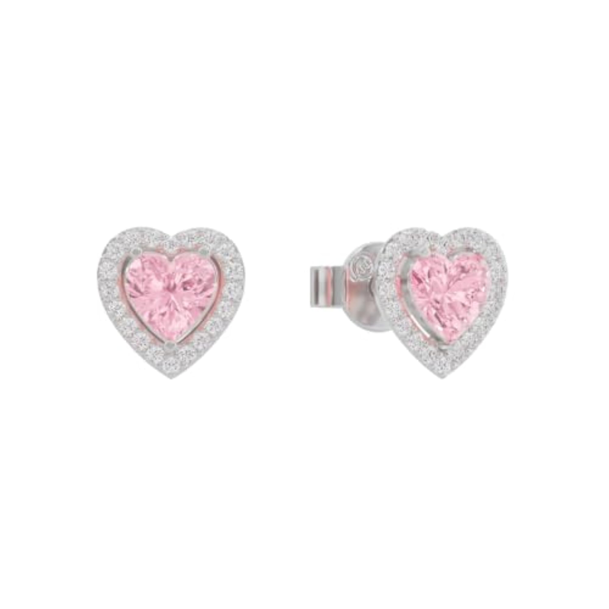Women's 925 Sterling Silver Gold & Rose Gold Plated Sparkling Hearts Earrings