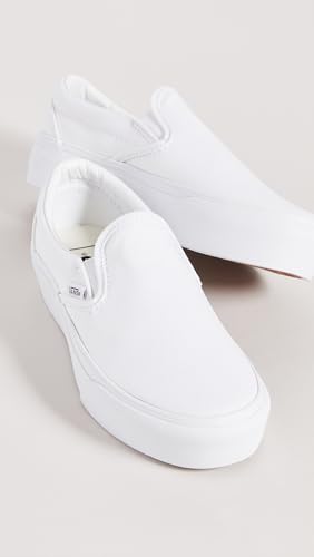 Vans Vans Women's Classic Slip On Platform Sneakers, True White, 6 Medium US