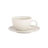 Juego de taza de café y platillo de cerámica de 300 ml, taza de espresso para té, cafetería, bar, accesorios, herramientas de barista, taza de té y bandeja (blanco)