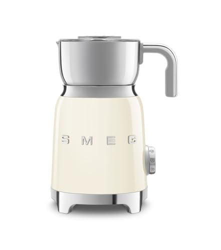 Smeg, Mousseur à Lait Multifonction MFF11CREU, avec Système à Induction, 6 Programmes Prédéfinis, une Fonction Manuelle, Carafe Amovible 600 ml, Bouchon...