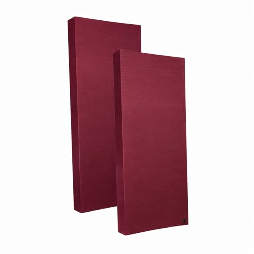 Image of Acoustic Rockwool Sound Absorption Panels 24 inch x 48 inch x 3 inch (Set of 2) | NRC 0.9 Noise Reduction Wall Panels | Rock Wool for Soundproofing Studio, Home & Office (Maroon)