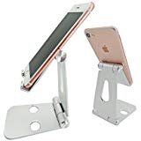 Adjustable Desktop Cell Phone Stand Foldable, Universal 270 Degree Multi-Angle Rotatable Aluminum Alloy Stand Holder Desktop Cradle, Dock for iPhone,All Android Smartphone, Silver
