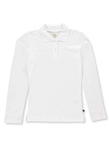 Lee womens Long Sleeve Stretch Pique Polo Shirt, White, X-Large US