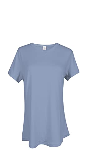 Fashion by Mirabeau Short Sleeve Lounge Shirts (Large, Denim Blue)