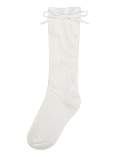 Baby Girls Knee High Socks Solid Long Socks Breathable Seamless Bowknot Socks3