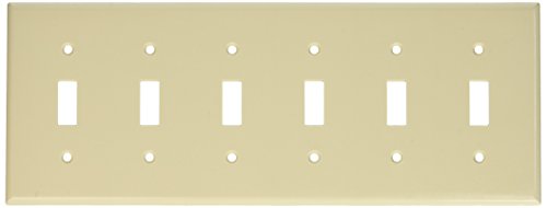 Leviton 78036 6-Gang Toggle Device Switch Wallplate, Thermoset, Device Mount, Light Almond, 10-Pack