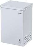 FRIGIDAIRE EFRF3005-AMZ Chest Deep Freezer-Garage-Ready, 3.5 Cu. Ft. Capacity, White-Adjustable Thermostat-Removable Vinyl Coated Wire Basket-Easy Defrost Drain