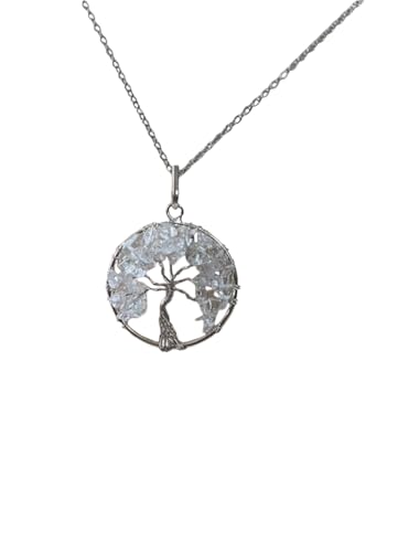 Pendentif arbre de vie en cristal de roche pour méditation et yoga