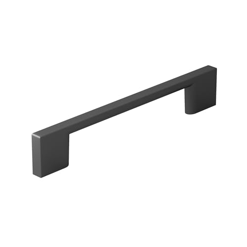Image of Richelieu Hardware BP8160128900 Armadale Collection 5 1 /16-inch (128 mm) Center-to-Center Matte Black Modern Rectangular Cabinet and Drawer Pull Handle for Kitchen, Bathroom, and Furniture