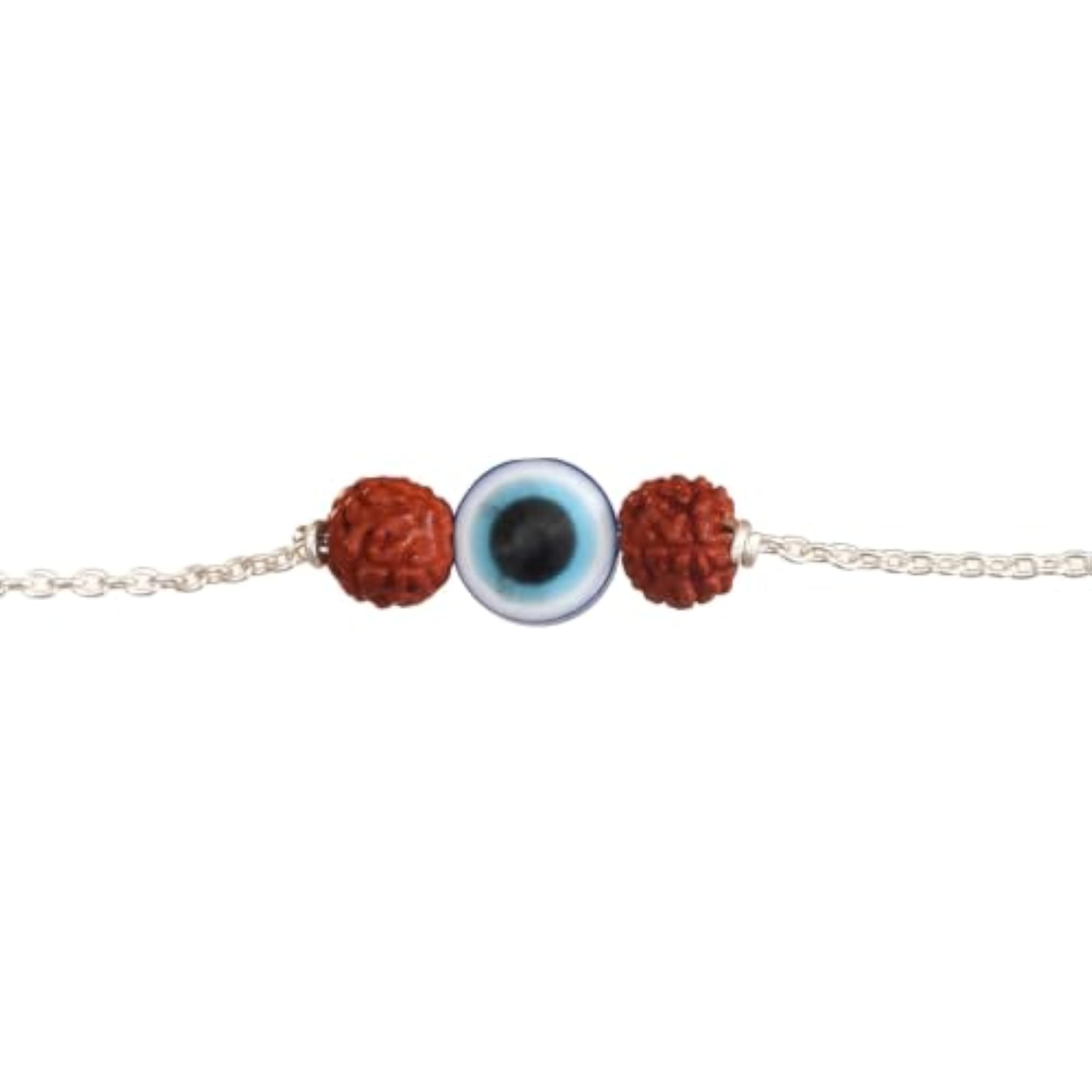 925 Sterling Silver Evil Eye & Rudraksha Bracelet for Women & Men
