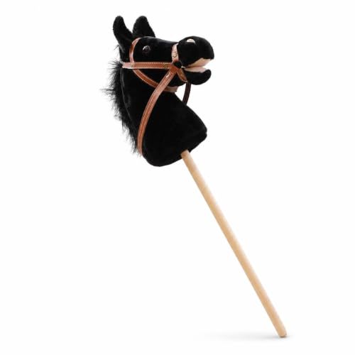 Caballo con sonidos juguete infantil negro 100cm y melodía de vaquero para niños