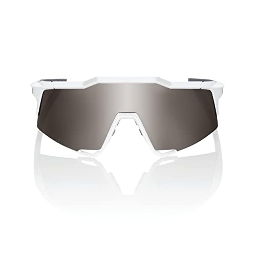 Image of 100% SPEEDCRAFT Sport Performance Cycling Sunglasses (Matte White - HiPER Silver Mirror Lens) | 100% Speedcraft Sport Cycling Sunglasses, Matte White Frame, Hiper Silver Mirror Lens, Sku 60007-00006, Upc 196261017106