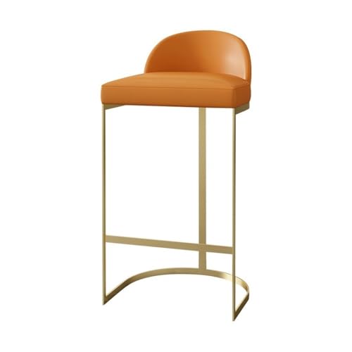 vA5cM7rK taburetes de Bar Modernos Silla de Bar Cuero con Respaldo bajo Hierro, for Restaurante, Isla, balcón, Silla Alta(Orange)