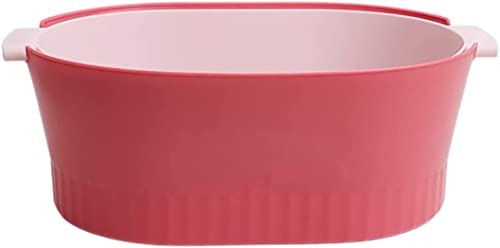 セット 野菜かごを洗う ザル 瀝水かご 果物洗い用洗い桶 家庭用果物収納 果物洗い用 野菜洗浄 洗い桶 排水機能キッチン収納 プラスチック 水切り かご食器水切りラック 洗い物 水切りかご 抗菌 乾燥キッチン用品 (レッド,Medium)