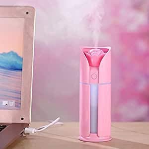 HUMIDIFIER ROSE 2 Zeroes Diffuser Portable Mini USB Ultrasonic Humidifier Quiet Rose Flower Air Oil Diffuser Electric Mist Makers Purifier for Cars House Bedroom Desktop