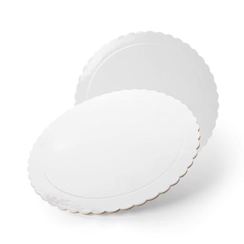 GLOTOMANIA SL Base para Tarta Redonda de 25 cm de Diámetro x 0,3 cm de Altura, Blanca, Acabado Ondas (5)