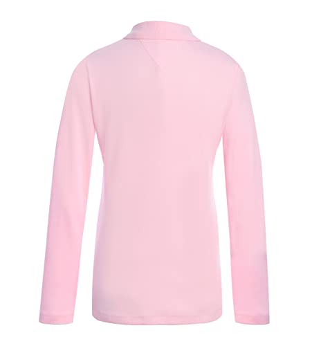 Tommy Hilfiger Long Sleeve Interlock Polo Shirt, Little or Big Girls, Kids School Uniform Clothes, B