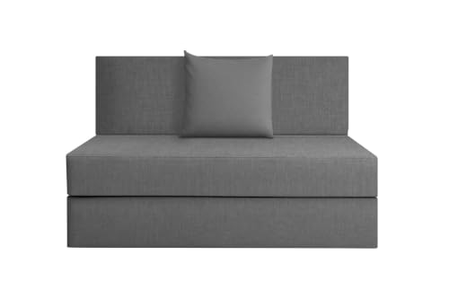 Image of Rosebell One-Person Foldable Sofa Cum Bed | Jute Fabric | 3x6 Ft | Lightweight & Comfortable with One Cushion | Perfect for Home & Office-Grey