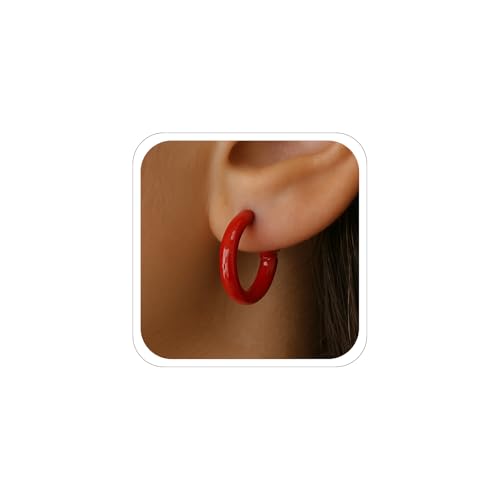 Red Hoop Earrings for Women Small Hoop Earrings Lightweight Earring 80s 93s Neon Earring Accessorie Christmas Jewelry Costume