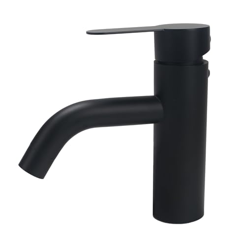 Minnhua Grifo de Baño Negro Monomando Grifo Baño Grifo Lavabo Grifo de Lavabo Alto Grifo Mezclador Baño Grifo Negro Lavabo de Acero Inoxidable 304 Control de Agua Fría Y Caliente Cromo