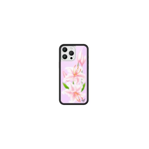 Image of Wildflower Cases - Compatible with iPhone 16 Pro Max | Protective Black Bumper, 6.5ft Drop Test Certified, Women Owned Small Business | Floral Nature Pink Green Dainty Trendy Cute | Sweet Lily