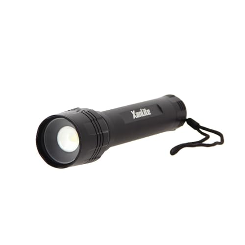 Xanlite TO1500L Métallique Ultra 3 Modes D'Éclairage Puissante 1500Lm-Lampe De Poche LED Piles Incluses-Lampe Torche Longue Portée De 300m-TO1500L, Noir