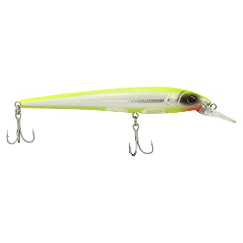 Berkley Hit Stick Saltwater Fishing Lure, Chrome/Chartreuse, 95, 3.75in | 9.5 cm, Authentic Balsa-Like Action, Equipped with Sharp Fusion19 Hook