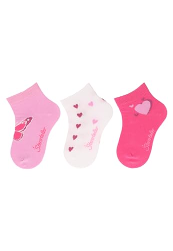 Short Socks with Hearts, Pack of 3 Girls Socks (3-Pack)