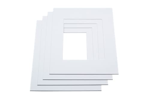 LIVINGTREE® Lot de 5 Passe-Partout Blancs (Dimensions extérieures : 30 x 40 cm/Dimensions intérieures : 20 x 30 cm) pour Photos et Cadres Photo - Épaisseur : 1,4 mm