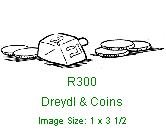 Dreydl [Dreidel] and Coins - Rubber Stamp - R300 - Image Size 1 by 3-1/2