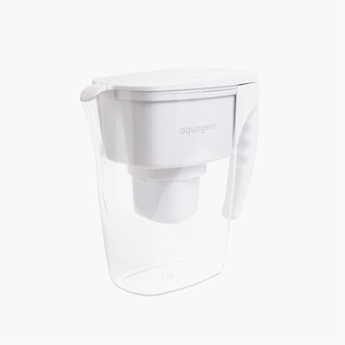 Aquagear Water Filter Pitcher – Lead, Chlorine, PFOA/PFOS, Microplastics Filter, 10 Cup, 120 Gallon Filter Life - Filter Media Made in USA