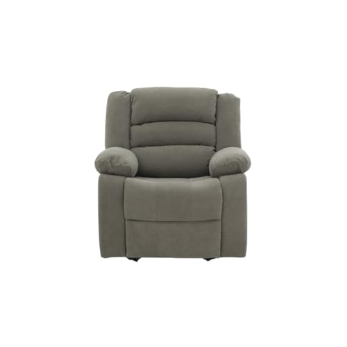 Image of Royaloak Muar Malaysian Fabric Recliner Single Seater - Grey | Premium Single Seater Recliner with High Backrest, Plush Armrest & Sturdy Metal Support | Comfortable Designer Seat for Living Room