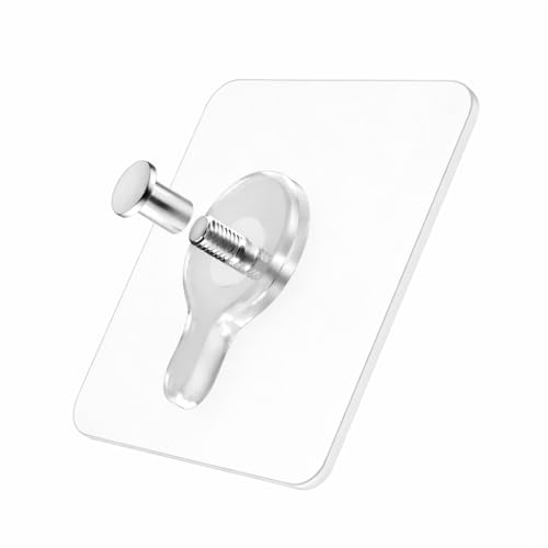 Image of KASHIVAL Self Adhesive Wall Hooks Pack of 20 Pieces 10 Flat + 10 Hanging | Stainless Steel Hooks Transparent PVC| No Drill Waterproof Hooks for Bathroom Kitchen (20 Flat Hook with Thread)